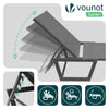 Lot de 2 Bain de soleil transat aluminium en textilene 190x62x31cm gris - voonot.com