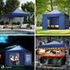 Tonnelle de jardin renforcée 3x3m pliable avec 4 parois et sac de transport a roulette bleue - voonot.com