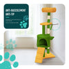 Arbre a chat 112cm multi niveaux Griffoir et niche Vert Orange - voonot.com