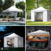 Tonnelle de jardin renforcée 3x3m pliable avec 4 parois et sac de transport a roulette blanche - voonot.com