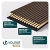 Lot de 6 panneaux acoustiques muraux Tasseaux en bois MDF avec feutre noir 120x60x2.1cm chêne foncé - voonot.com