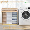 Panier a linge en bambou rectangulaire triple compartiments avec couvercle 150L - voonot.com