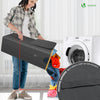 Panier a linge pliable 100L avec sac intérieur cadre bambou et couvercle gris - voonot.com