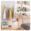 Portant a vetement double avec 2 niveaux etageres chaussures 4 Crochets Lateraux 108x35x145cm metal Blanc - voonot.com