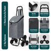 Chariot de courses pliable monte escalier style oxford gris - voonot.com