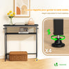 Console table 2 niveaux style industriel en metal et MDF 80x24x80 cm Noir - voonot.com