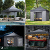 Tonnelle de jardin renforcée 3x3m pliable avec 4 parois et sac de transport a roulette gris - voonot.com