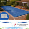 Bache piscine rectangulaire double couche en Polyethylene 160 gr/m2 avec filet ecoulement 4x8m Bleue - voonot.com