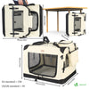 Sac transport pliable chien chat caisse cage portable 82x60x60cm beige - voonot.com