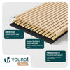 Lot de 6 panneaux acoustiques muraux Tasseaux en bois MDF avec feutre noir 120x60x2.1cm chêne blanc - voonot.com