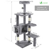 Arbre à Chat 138cm avec Griffoir Plateforme Niche et Capsule Spatiale gris - voonot.com