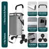 Chariot de courses pliable monte escalier aluminium avec sac isotherme gris - voonot.com