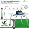 Siege de douche ergonomique a hauteur reglable en Aluminum HDPE bleu - voonot.com