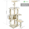 Arbre à Chat 138cm avec Griffoir Plateforme Niche et Capsule Spatiale beige - voonot.com