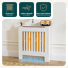 Cache radiateur en MDF avec lattes et etagere 78×19×82 cm Blanc - voonot.com