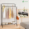 Portant a Vetements Double avec etagere Chaussures 4 Crochets Lateraux 110x58x150cm metal Noir - voonot.com