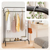 Portant a Vetements Double avec etagere Chaussures 4 Crochets Lateraux 108x58x146cm metal Noir - voonot.com