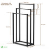 Porte serviettes sur pied autoportant 3 niveaux noir - voonot.com