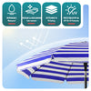 Parasol de jardin 2m avec ancrage sol et sac de transport Bleu blanc - voonot.com