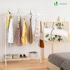 Portant a Vetements Double avec etagere Chaussures 4 Crochets Lateraux 110x58x150cm metal Blanc - voonot.com