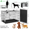 Cage pour chien pliable avec 2 portes verrouillable plateau amovible et housse de protection 92x58x64cm - voonot.com