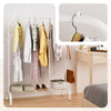 Portant a Vetements avec etagere Chaussures 8 Crochets Lateraux 110x41x147cm metal Blanc - voonot.com