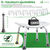 Siege de douche ergonomique a hauteur reglable en Aluminum HDPE blanc - voonot.com