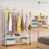 Portant a Vetements double avec roulettes et 2 etageres de rangement 120x40x146cm metal Blanc - voonot.com