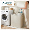 Panier a linge 3 compartiments et sacs amovibles auto ajustant avec couvercle 170L Beige - voonot.com