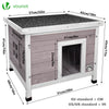 Maison pour Chat en bois avec toit bitumé autoportant et porte à lamelles PVC Gris - voonot.com