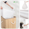 Panier a linge en bambou d’angle avec couvercle 58L - voonot.com