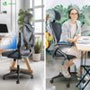 Fauteuil de Bureau Ergonomique pivotant avec appui tête et dossier toile respirant Gris - voonot.com