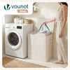 Panier a linge 2 compartiments et sacs amovibles auto ajustant avec couvercle 150L Beige - voonot.com