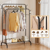 Portant a Vetements Double avec etagere Chaussures 4 Crochets Lateraux 110x58x150cm metal Noir - voonot.com