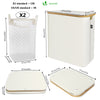 Panier a linge pliable 145L avec sac intérieur cadre bambou et couvercle beige - voonot.com