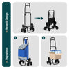 Chariot de courses pliable monte escalier bleu - voonot.com