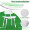 Chaise de douche avec dossier ergonomique a hauteur reglable en aluminum HDPE blanc - voonot.com