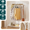 Portant a Vetements Double avec etagere Chaussures 4 Crochets Lateraux 108x58x146cm metal Blanc - voonot.com
