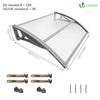 Auvent de porte marquise 100x80 cm transparent en Polycarbonate anti UV - voonot.com