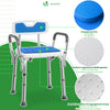 Chaise de douche avec accoudoir et dossier ergonomique a hauteur reglable en aluminum HDPE bleu - voonot.com