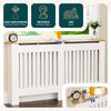 Cache radiateur en MDF avec lattes et etagere 152×19×82 cm Blanc Chêne - voonot.com