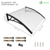 Auvent de porte marquise 100x80 cm transparent en Polycarbonate anti UV Noir - voonot.com