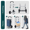 Chariot de course pliable aluminium 2 roues avec sac isotherme bleu marine - voonot.com