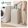 Panier a linge 1 compartiment et sac amovible auto ajustant avec couvercle 90L Beige - voonot.com