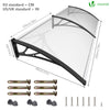 Auvent de porte marquise 200x80 cm transparent en Polycarbonate anti UV Noir - voonot.com
