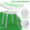 Siege de douche ergonomique a hauteur reglable en Aluminum HDPE blanc - voonot.com