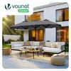 Parasol Jardin Double Aluminium 150 x 300 cm gris - voonot.com