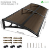 Auvent de porte marquise 200x80 cm transparent en Polycarbonate anti UV Marron - voonot.com