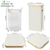Panier a linge pliable 100L avec sac intérieur cadre bambou et couvercle beige - voonot.com