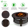 Brasero exterieur en metal avec grille, pare-etincelles tisonnier diametre 81cm noir - voonot.com